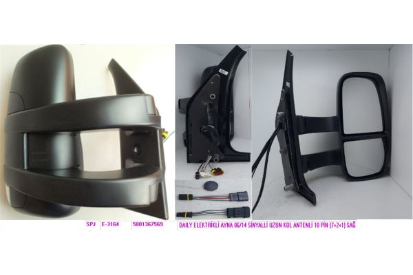 DAILY ELEKTRİKLİ AYNA 06/14 SİNYALLİ UZUN KOL ANTENLİ 10 PİN (7+2+1) SAĞ
